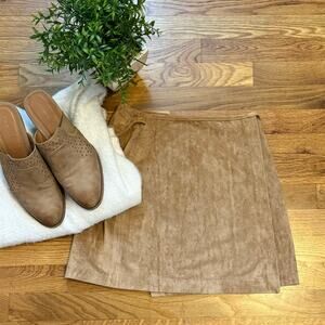 Blank NYC Women’s 25 Tan Faux Suede Lined Wrap Mini Skirt Cabin Moto Biker
